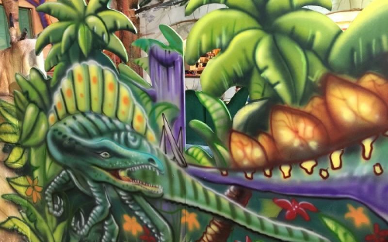 Paredes decoradas con dinosaurio