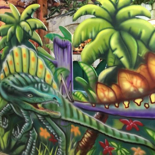 Paredes decoradas con dinosaurio